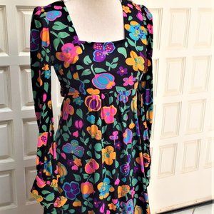 PRICE DROP!  Colorful Square Neck MAXI DRESS, zippered---size 7